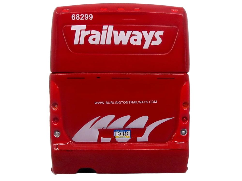 MCI D4520 Commuter Coach Bus "Burlington Trailways" Red with White Graphics "The Bus & Motorcoach Collection" Limited Edition to 504 pieces Worldwide 1/87 (HO) Scale Diecast Model by Iconic Replicas view 5