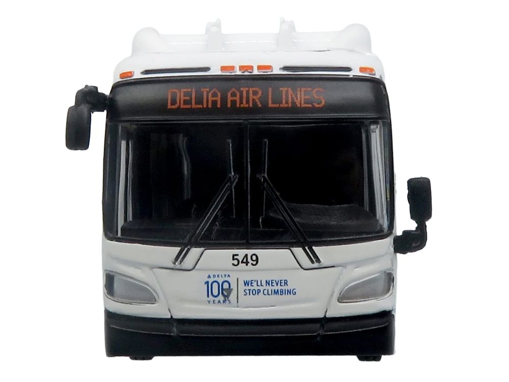 New Flyer Xcelsior XN40 Transit Bus "Delta Air Lines 100th Anniversary" Blue and White with Graphics "The Bus & Motorcoach Collection" Limited Edition 1/87 (HO) Scale Diecast Model by Iconic Replicas view 4