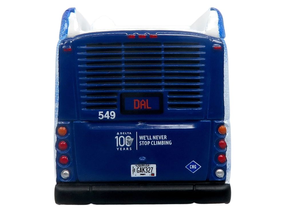 New Flyer Xcelsior XN40 Transit Bus "Delta Air Lines 100th Anniversary" Blue and White with Graphics "The Bus & Motorcoach Collection" Limited Edition 1/87 (HO) Scale Diecast Model by Iconic Replicas view 5