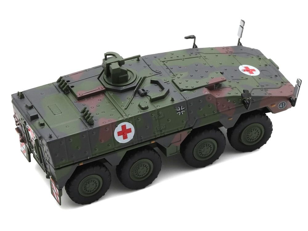 Tpz. Tank Boxer "Medic Unit - German Army" Green Camouflage 1/87 (HO) Scale Diecast Model Car by Schuco view 3