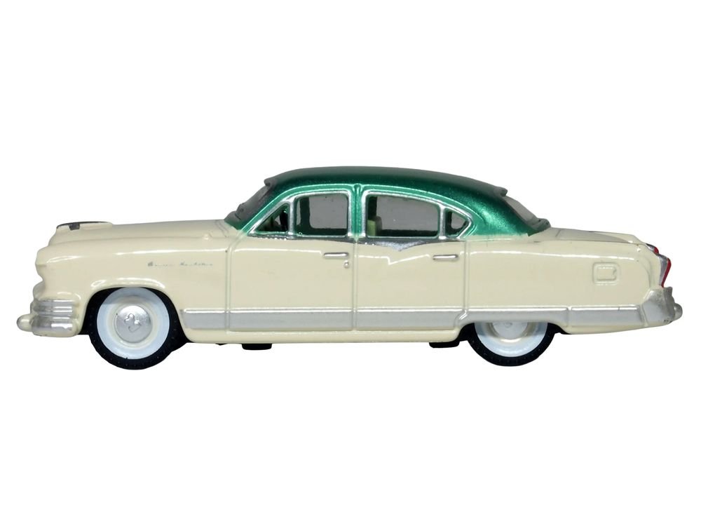 1953 Kaiser Manhattan Stardust Ivory with Jade Green Metallic Top 1/87 (HO) Scale Diecast Model Car by Oxford Diecast view 2