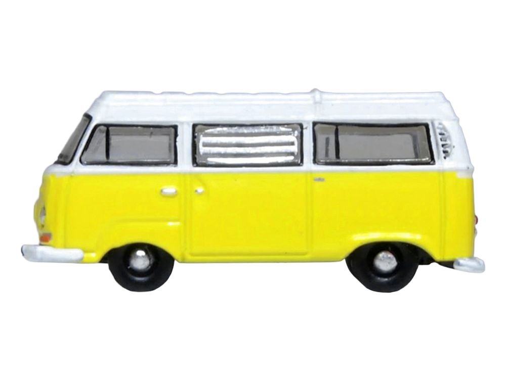 Volkswagen T2 Bay Window Camper Van Saturn Yellow and White 1/148 (N) Scale Diecast Model Car by Oxford Diecast view 2