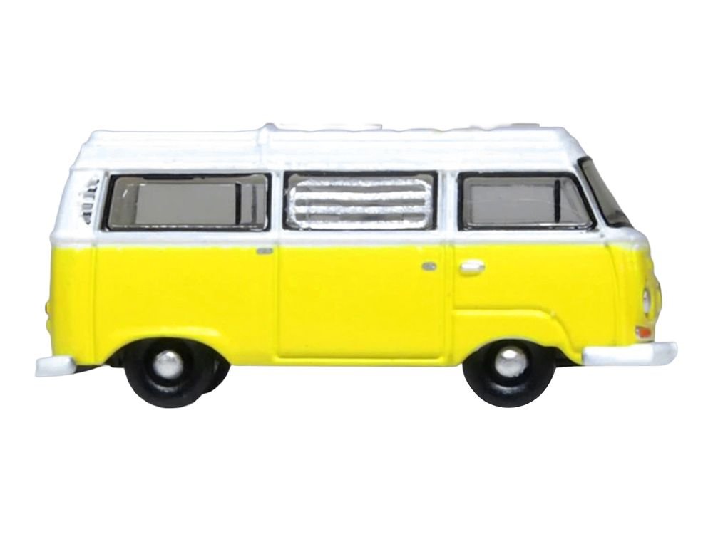 Volkswagen T2 Bay Window Camper Van Saturn Yellow and White 1/148 (N) Scale Diecast Model Car by Oxford Diecast view 3