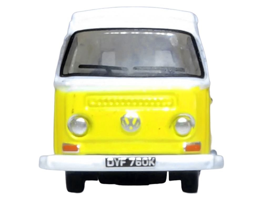 Volkswagen T2 Bay Window Camper Van Saturn Yellow and White 1/148 (N) Scale Diecast Model Car by Oxford Diecast view 4
