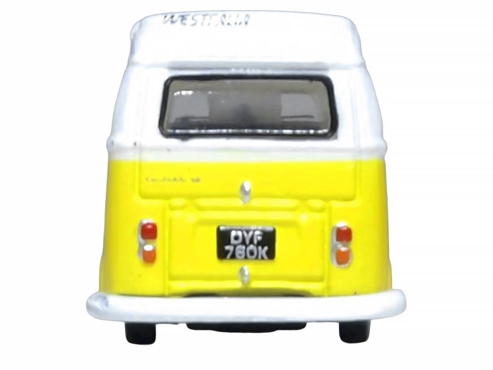 Volkswagen T2 Bay Window Camper Van Saturn Yellow and White 1/148 (N) Scale Diecast Model Car by Oxford Diecast view 5