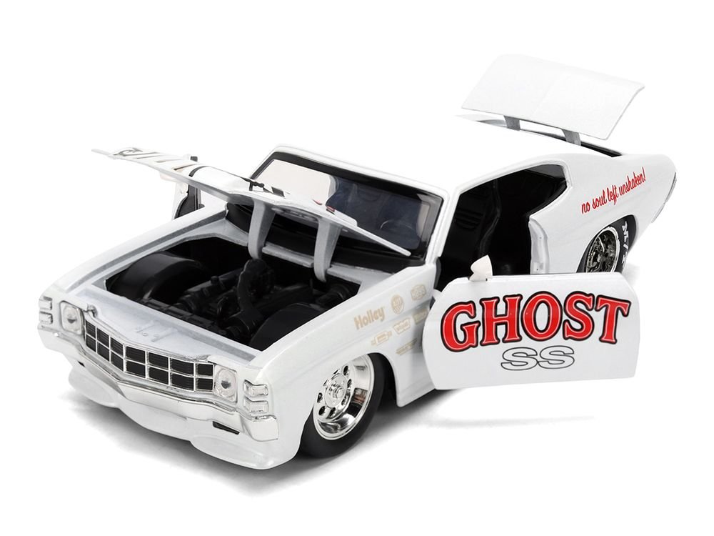 1971 Chevrolet Chevelle SS "Ghost SS" White with Graphics "Bigtime Muscle" Series 1/24 Diecast Model Car by Jada view 2