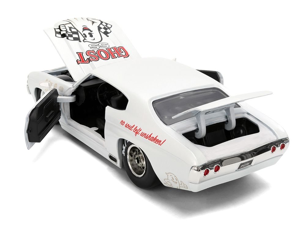 1971 Chevrolet Chevelle SS "Ghost SS" White with Graphics "Bigtime Muscle" Series 1/24 Diecast Model Car by Jada view 4