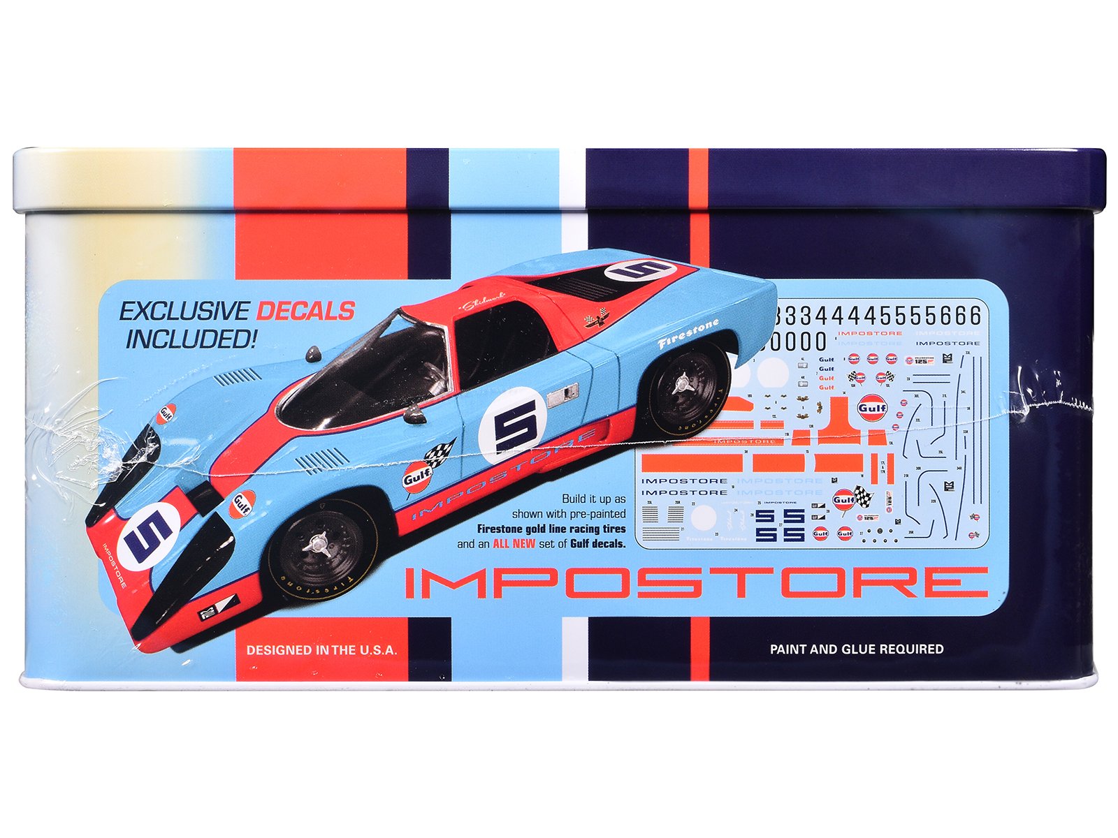 Skill 2 Model Kit Gulf Racing Impostore with Collector Tin 1/25 Plastic Model by MPC view 2