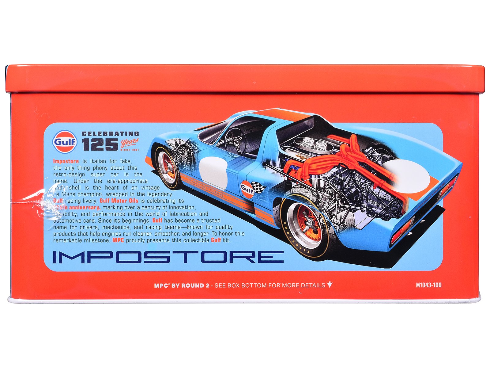 Skill 2 Model Kit Gulf Racing Impostore with Collector Tin 1/25 Plastic Model by MPC view 3