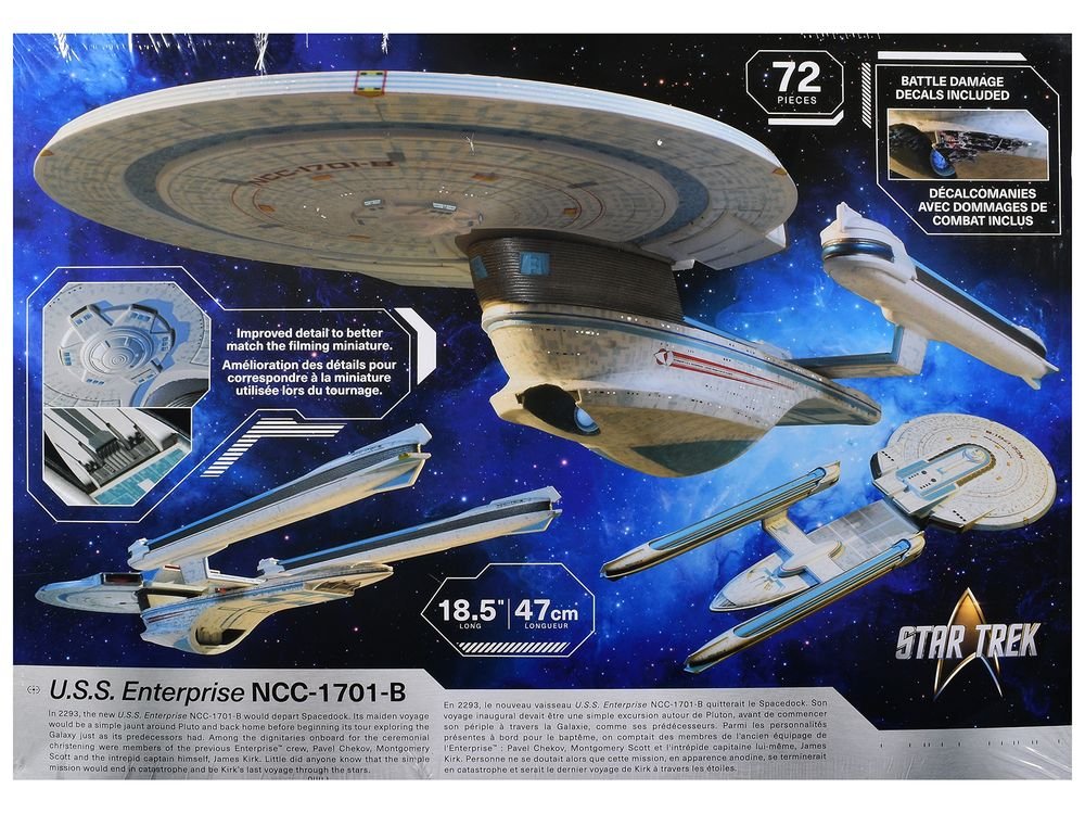 Skill 2 Model Kit U.S.S. Enterprise NCC-1701-B Space Ship "Star Trek Generations" (1994) Movie 1/1000 Model Kit by AMT view 3