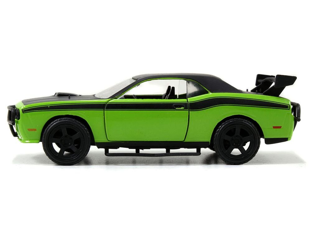 Letty's Dodge Challenger SRT8 Green with Matt Black Top and Hood and Black Stripes "Furious 7" (2015) Movie "Fast & Furious 25th Anniversary" Series 1/32 Diecast Car Model by Jada view 2