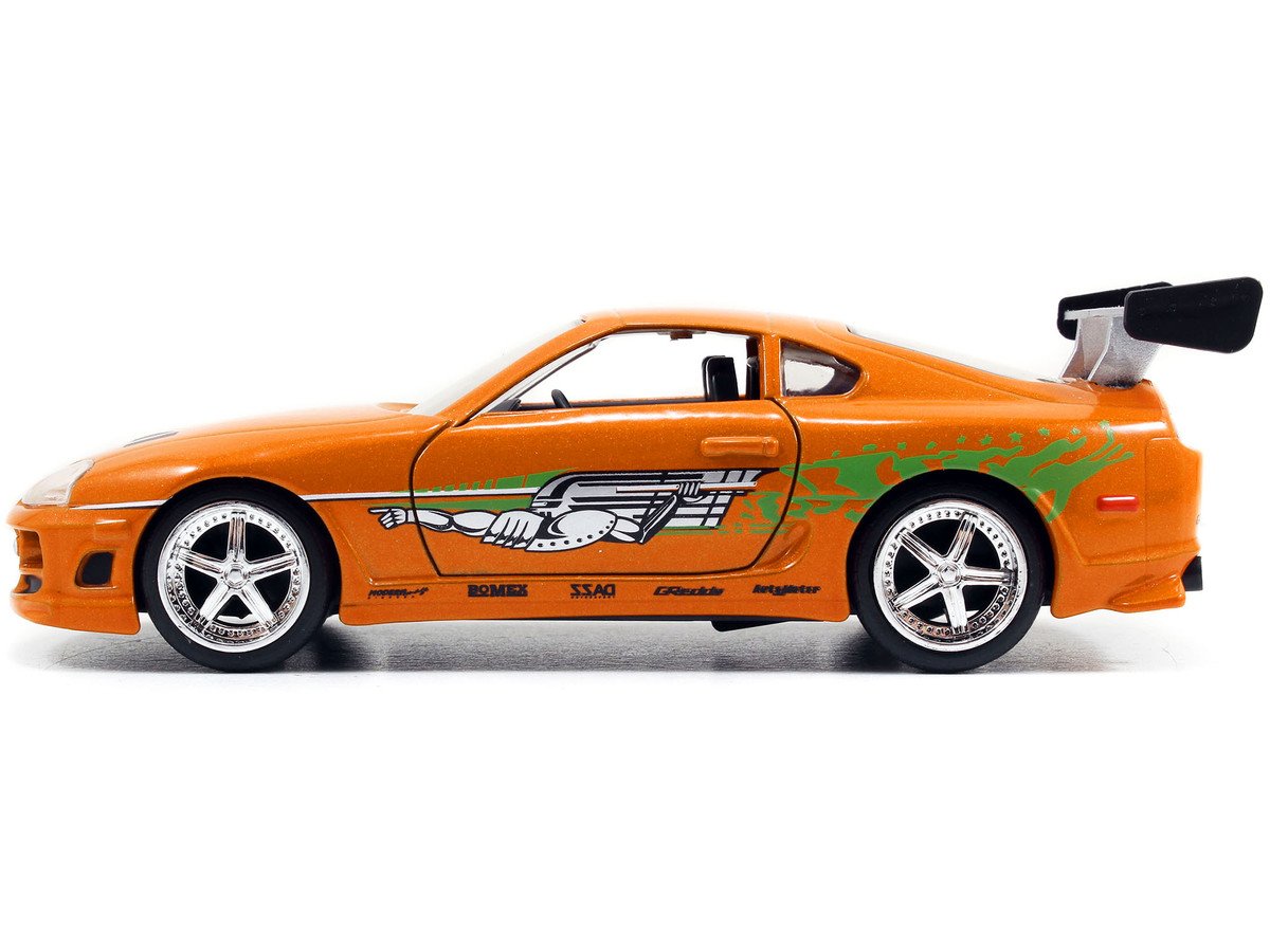 Brian's Toyota Supra Orange with Graphics "The Fast and the Furious" (2001) Movie "Fast & Furious 25th Anniversary" Series 1/32 Diecast Car Model by Jada view 2