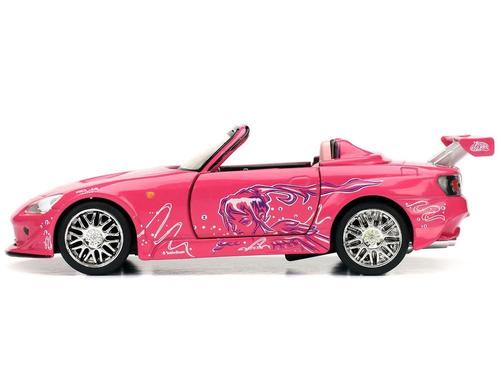 Suki's Honda S2000 Convertible Pink with Graphics "2 Fast 2 Furious" (2003) Movie "Fast & Furious 25th Anniversary" Series 1/32 Diecast Car Model by Jada view 2
