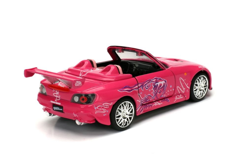 Suki's Honda S2000 Convertible Pink with Graphics "2 Fast 2 Furious" (2003) Movie "Fast & Furious 25th Anniversary" Series 1/32 Diecast Car Model by Jada view 4