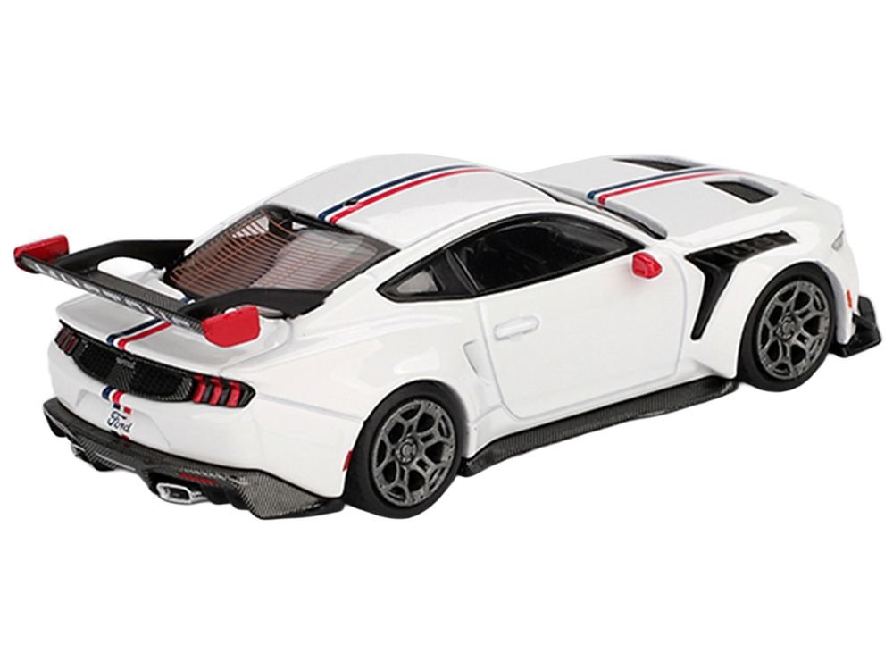 Ford Mustang GTD "Spirit of America" White with Red and Blue Stripes Limited Edition 1/64 Diecast Model Car by Mini GT view 3