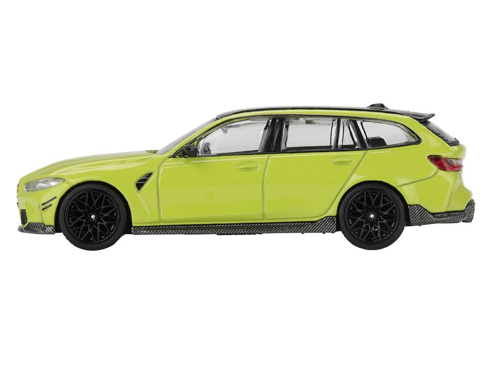 BMW M3 M Performance Touring Sao Paulo Yellow with Black Top Limited Edition 1/64 Diecast Model Car by Mini GT view 2