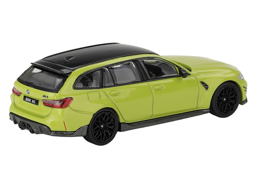 BMW M3 M Performance Touring Sao Paulo Yellow with Black Top Limited Edition 1/64 Diecast Model Car by Mini GT view 3