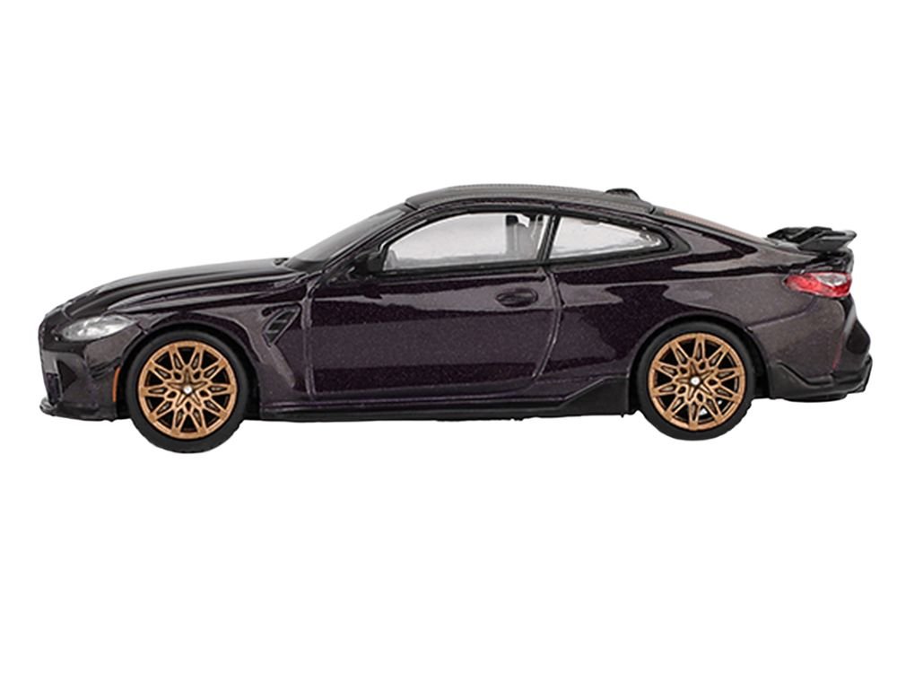 BMW M4 M-Performance Daytona Violet Metallic with Carbon Top Limited Edition 1/64 Diecast Model Car by Mini GT view 2