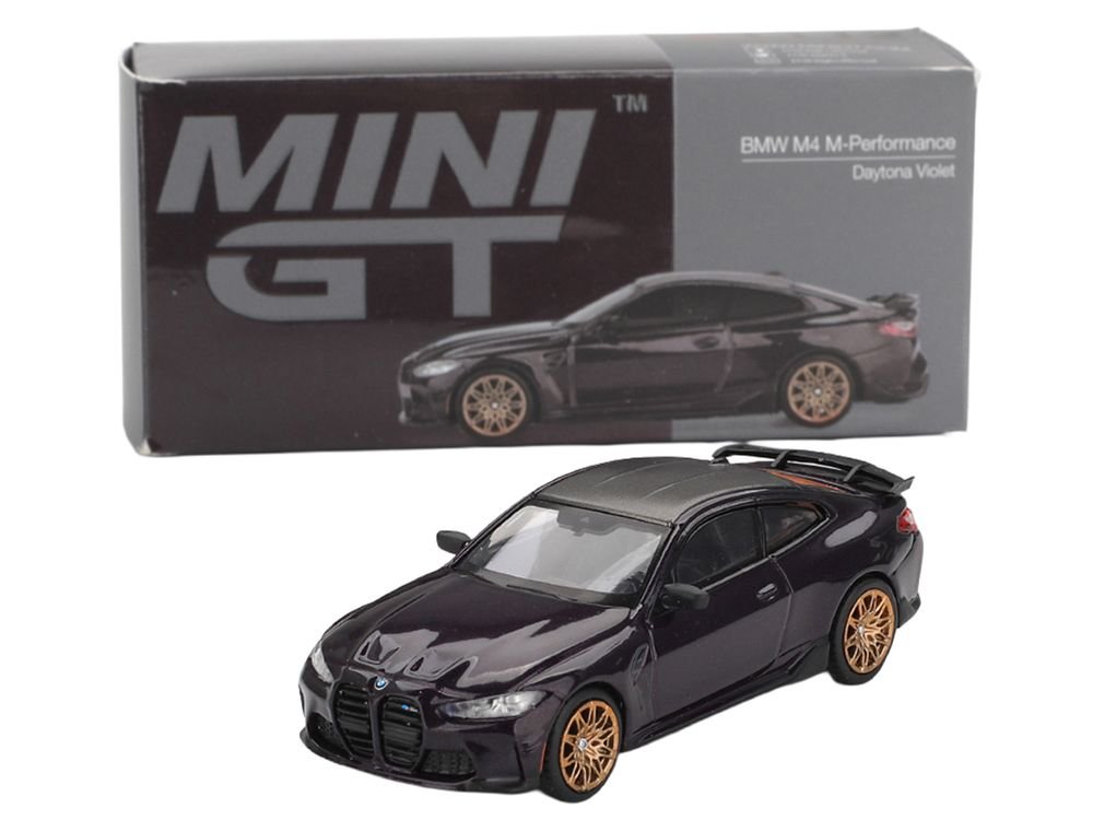 BMW M4 M-Performance Daytona Violet Metallic with Carbon Top Limited Edition 1/64 Diecast Model Car by Mini GT view 4