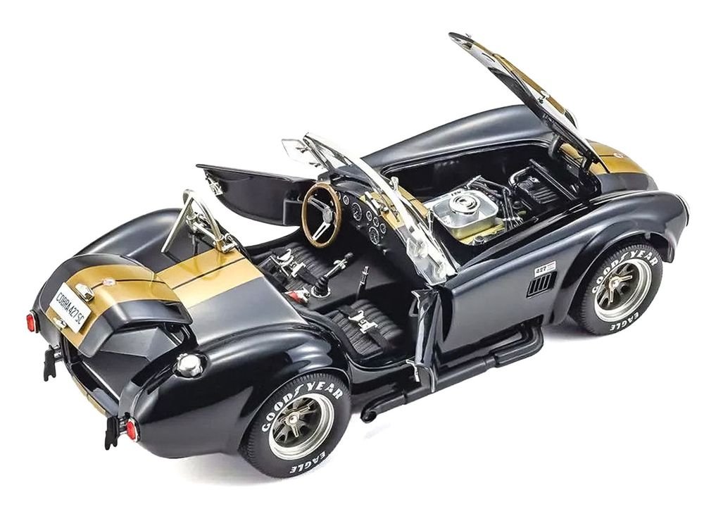 Shelby Cobra 427 S/C Black with Gold Stripes 1/18 Diecast Model Car by Kyosho view 2