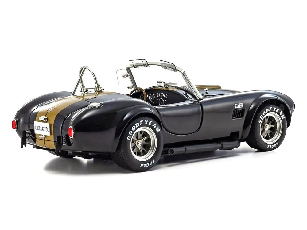 Shelby Cobra 427 S/C Black with Gold Stripes 1/18 Diecast Model Car by Kyosho view 4