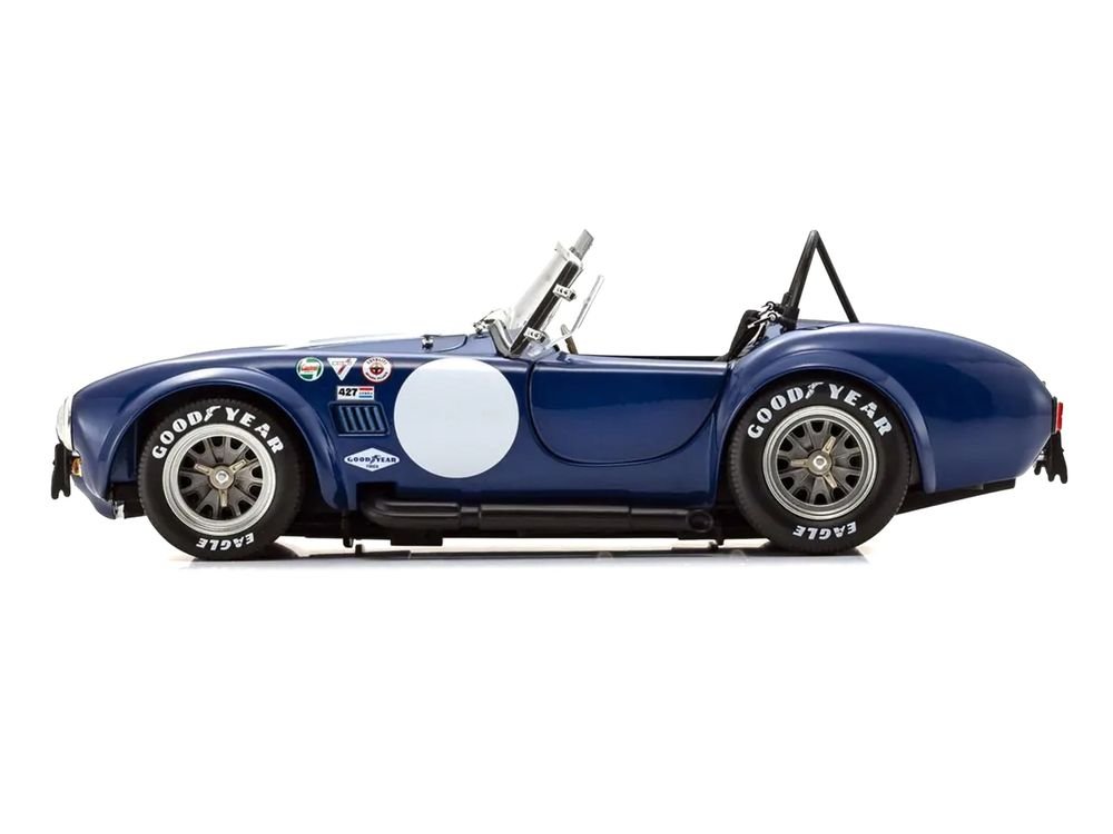 Shelby Cobra 427 S/C Blue with White Stripes and Race Graphics 1/18 Diecast Model Car by Kyosho view 3