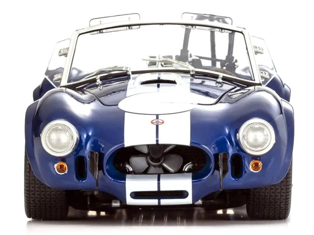 Shelby Cobra 427 S/C Blue with White Stripes and Race Graphics 1/18 Diecast Model Car by Kyosho view 5