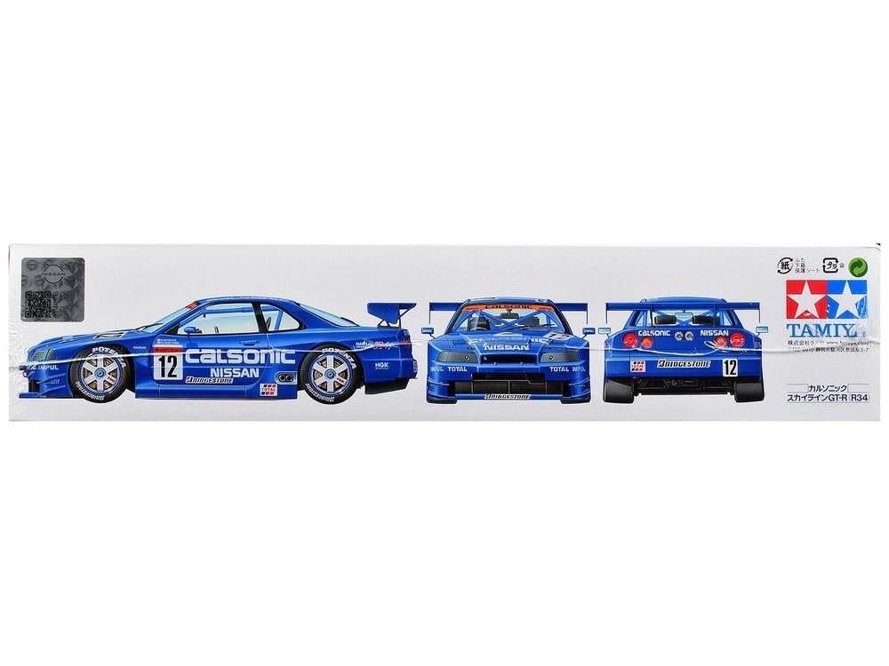 Model Kit Nissan Skyline GT-R (R34) "Calsonic" 1/24 Scale Model by Tamiya view 3
