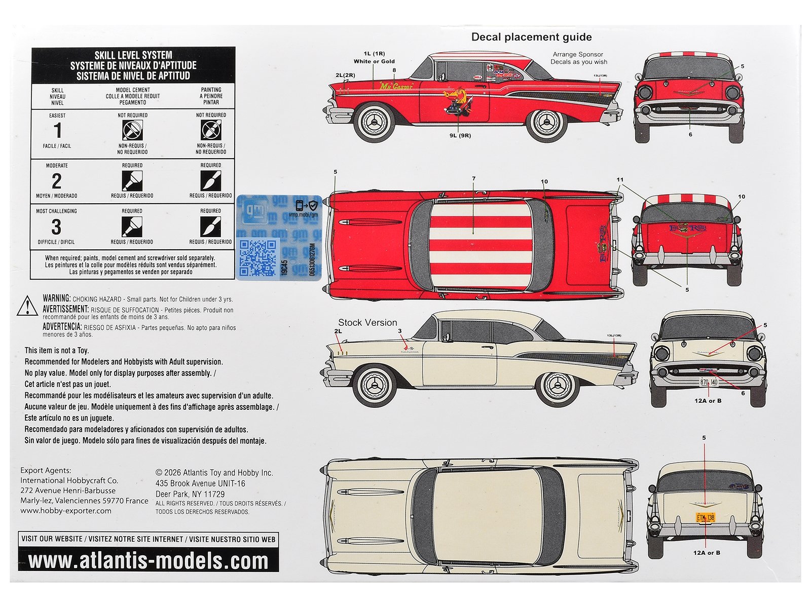 Skill 3 Model Kit 1957 Chevrolet Bel Air Hardtop 1/25 Scale Model by Atlantis view 4