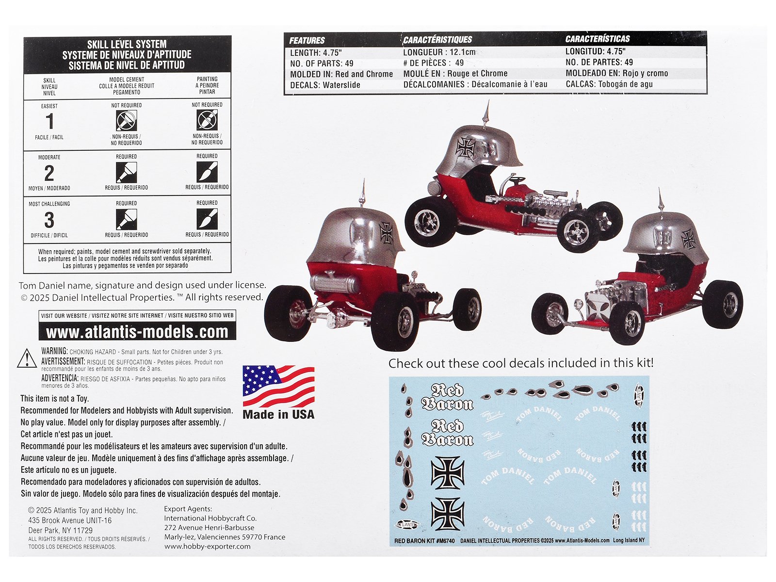 Skill 2 Model Kit Tom Daniel's Red Baron Show Rod 1/24 Scale Model by Atlantis view 4