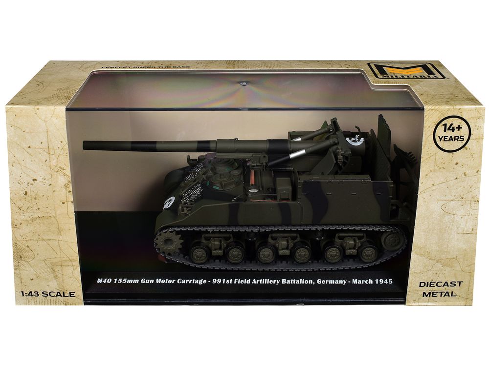 M40 155mm Gun Motor Carriage "991st Field Artillery Battalion Germany" (1945) United States Army 1/43 Diecast Model by Militaria Die Cast view 3