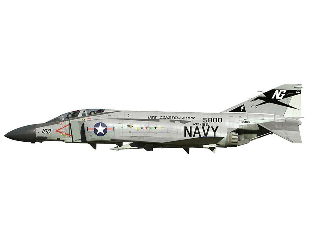 McDonnell Douglas F-4 Phantom II Aircraft "VF-96 Fighting Falcons Showtime 100 Lieutenant Randy Cunningham USS Constellation Vietnam" (1972) United States Navy "Collector Series" 1/144 Diecast Model by Air Force 1 view 2