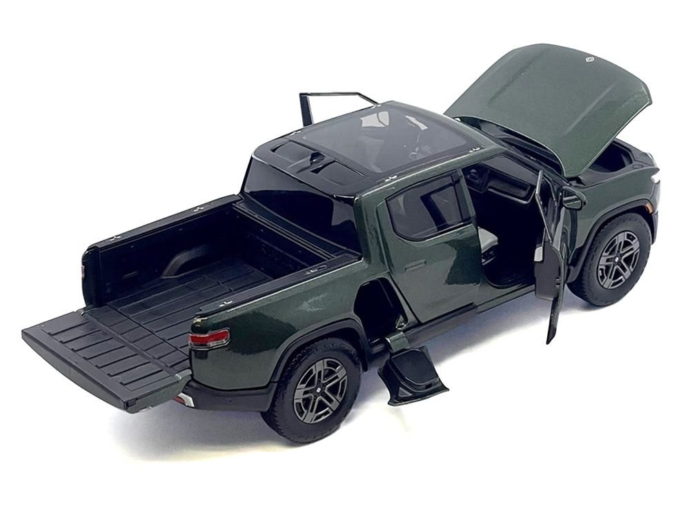 Rivian R1T Pickup Truck Dark Green Metallic with Sunroof "Special Edition" Series 1/18 Diecast Model Car by Maisto view 3