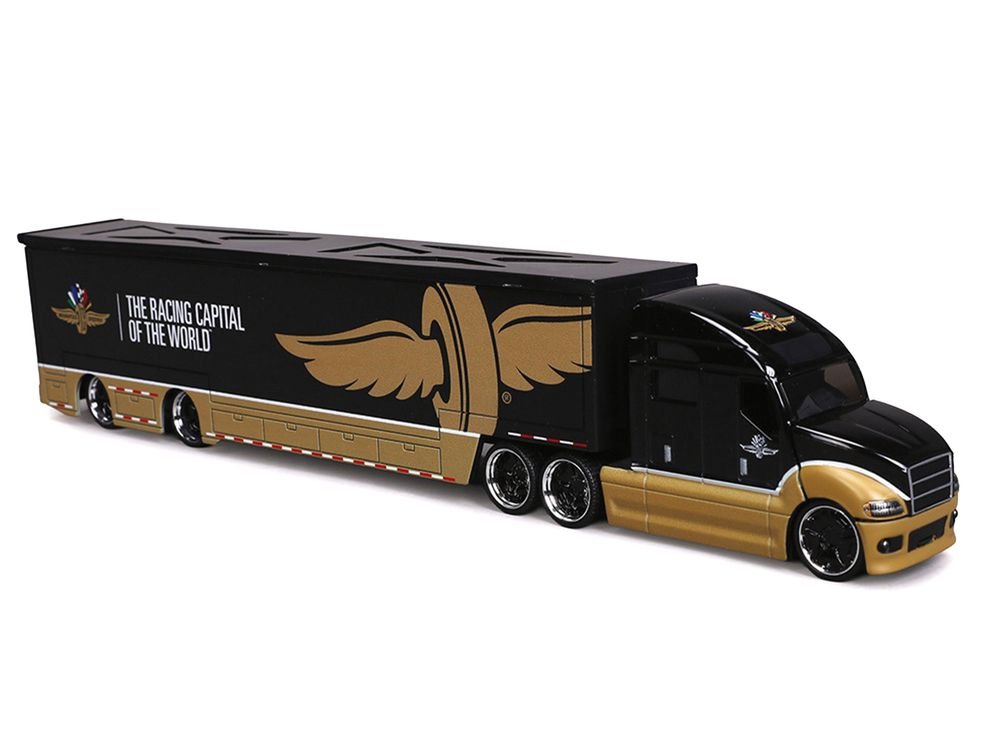 Indianapolis Motor Speedway Hauler Black and Gold 1/64 Diecast Model Car by IXO Models view 3