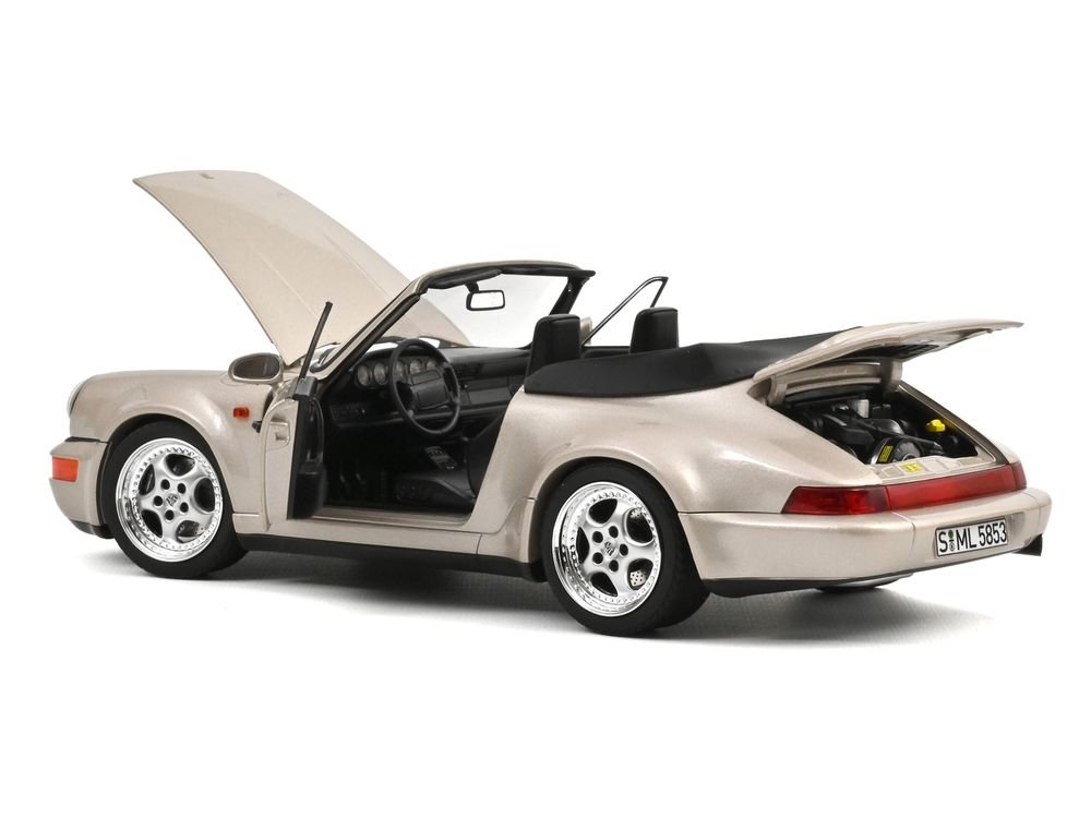 1992 Porsche 911 Carrera 2 Turbo Look Cabriolet Zermatt Silver Metallic 1/18 Diecast Model Car by Norev view 2