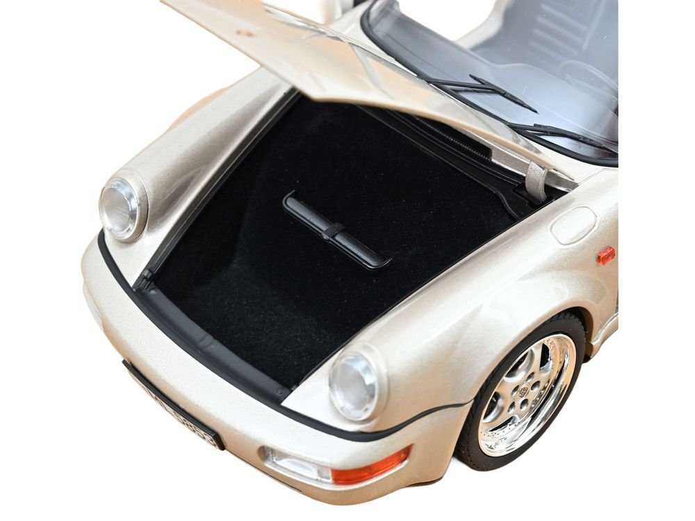 1992 Porsche 911 Carrera 2 Turbo Look Cabriolet Zermatt Silver Metallic 1/18 Diecast Model Car by Norev view 3