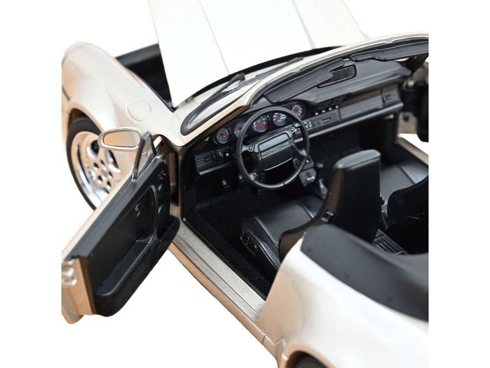 1992 Porsche 911 Carrera 2 Turbo Look Cabriolet Zermatt Silver Metallic 1/18 Diecast Model Car by Norev view 4
