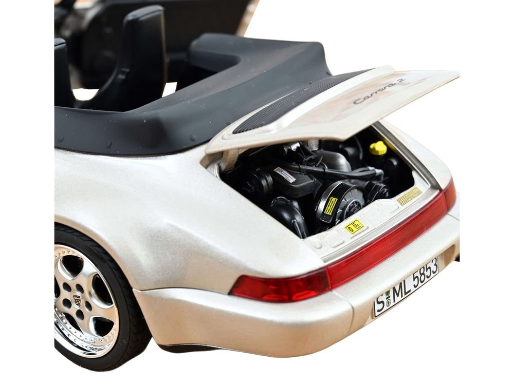 1992 Porsche 911 Carrera 2 Turbo Look Cabriolet Zermatt Silver Metallic 1/18 Diecast Model Car by Norev view 5