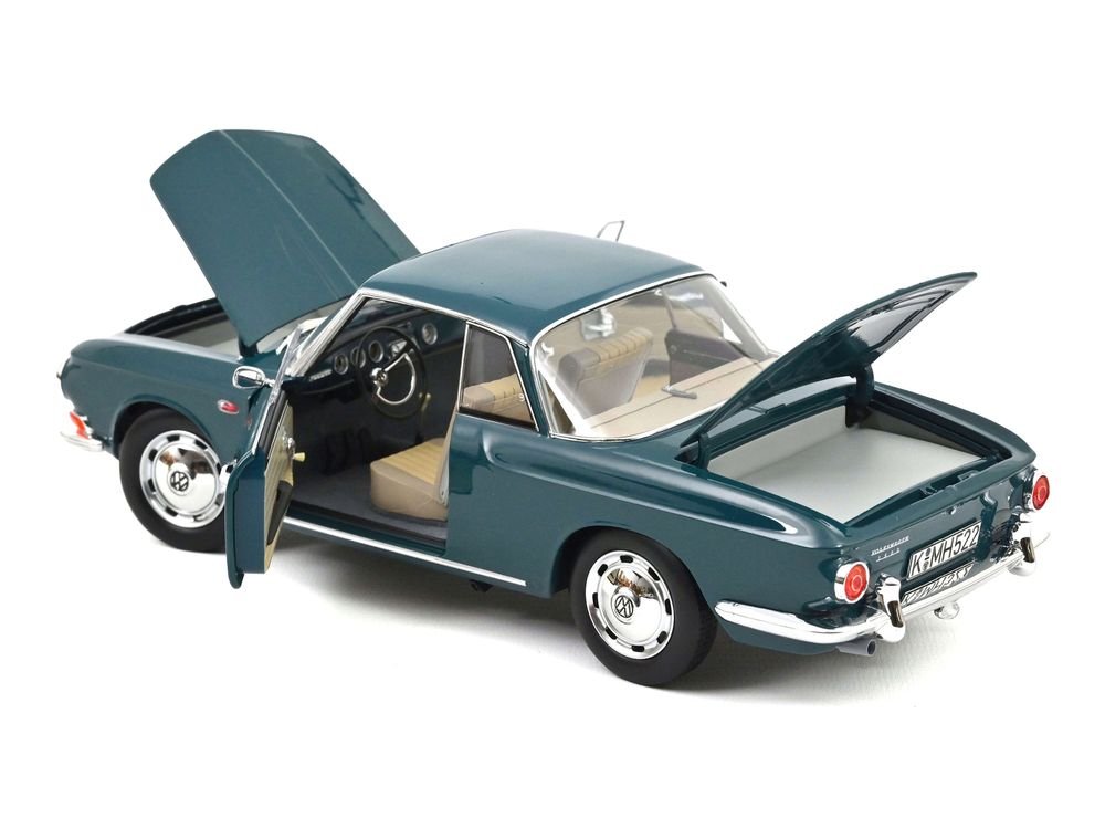 1963 Volkswagen Karmann Ghia 1500 Smaragd Green 1/18 Diecast Model Car by Norev view 2
