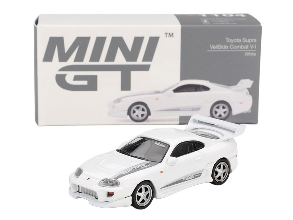 Toyota Supra "VeilSide Combat V-I" White Limited Edition 1/64 Die Cast Model Car by Mini GT view 4