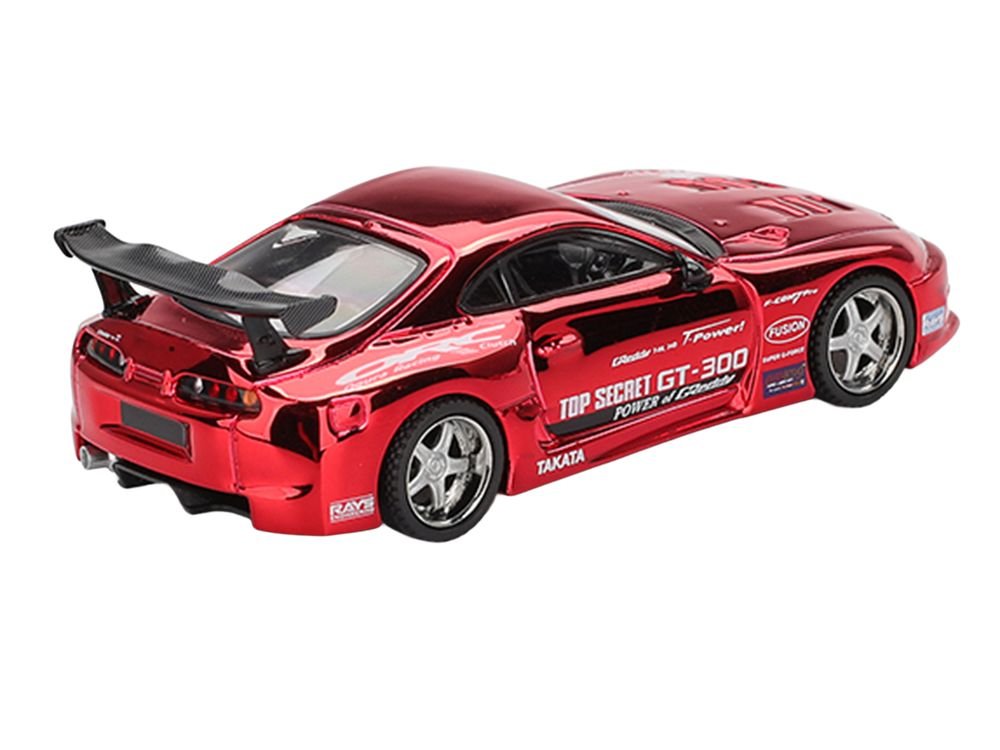 Toyota Supra (A80) Top Secret GT-300 RHD (Right Hand Drive) Red Chrome Limited Edition 1/64 Die Cast Model Car by Mini GT view 3