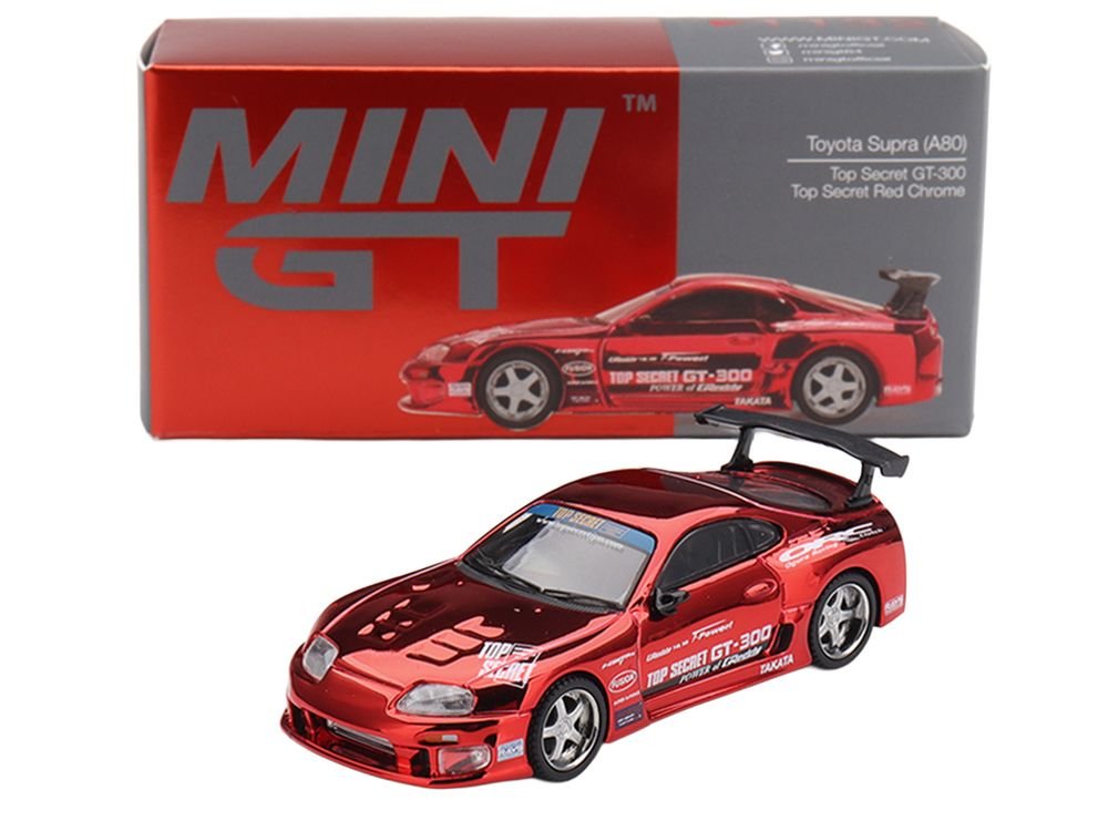 Toyota Supra (A80) Top Secret GT-300 RHD (Right Hand Drive) Red Chrome Limited Edition 1/64 Die Cast Model Car by Mini GT view 4