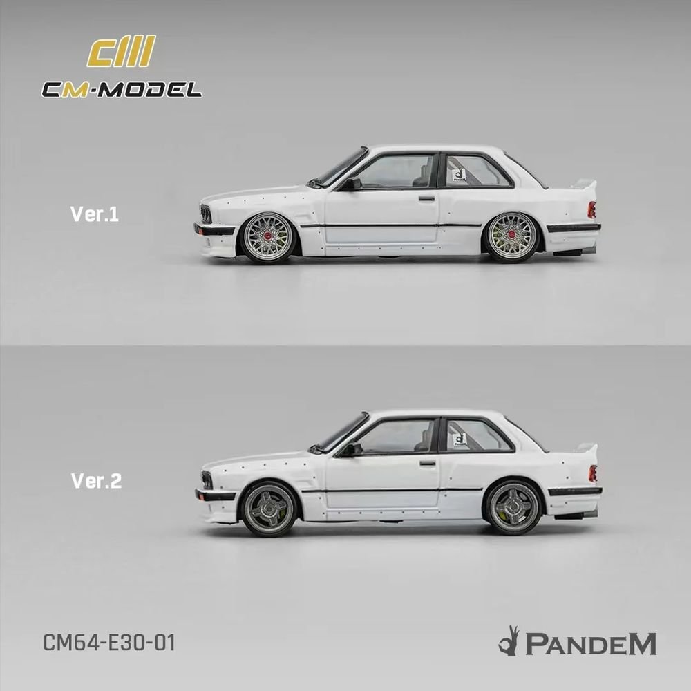 Pandem E30 V1 White with Extra Wheels 1/64 Diecast Model Car by CM Models view 4