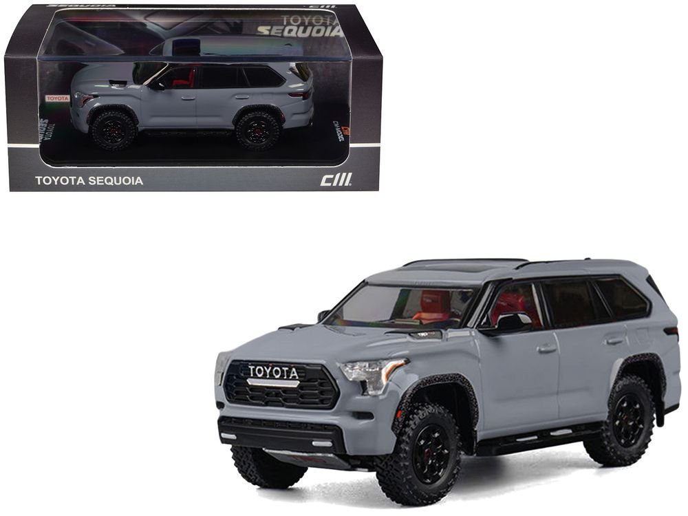 2024 Toyota Sequoia Cement Gray with Red Interior 1/64 Diecast Model Car by CM Models