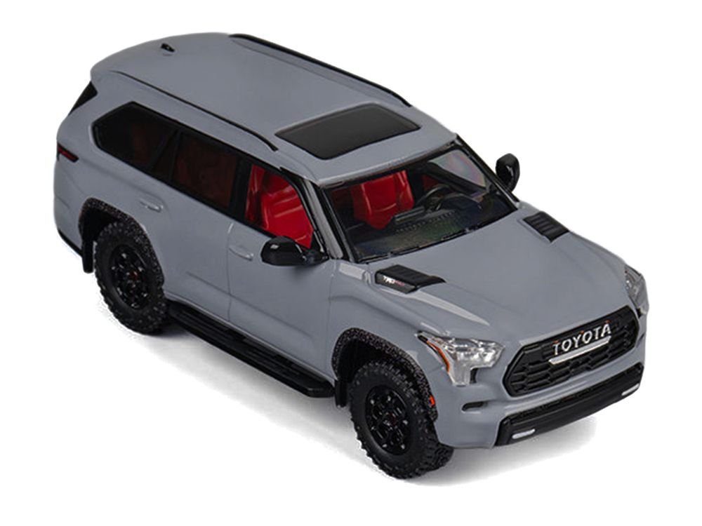 2024 Toyota Sequoia Cement Gray with Red Interior 1/64 Diecast Model Car by CM Models view 4