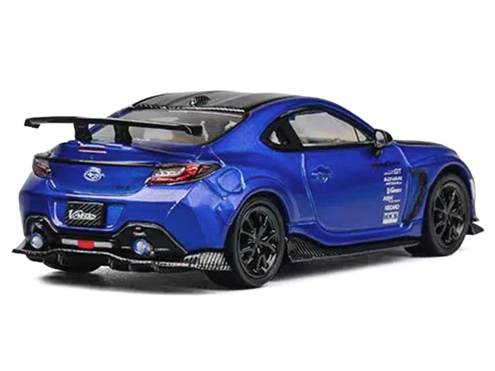 Subaru BRZ Varis Arising-1 RHD (Right Hand Drive) Blue Metallic with Carbon Hood and Top and Extra Wheels 1/64 Diecast Model Car by CM Models view 3