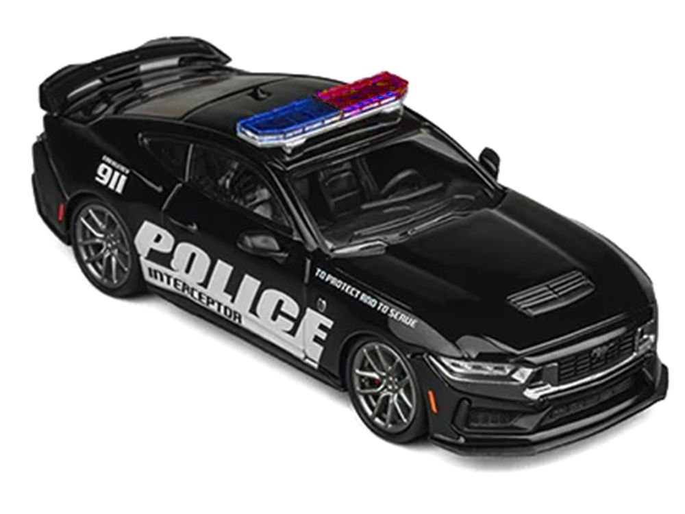 Ford Mustang Dark Horse "Police Interceptor" Black 1/64 Diecast Model Car by CM Models view 2