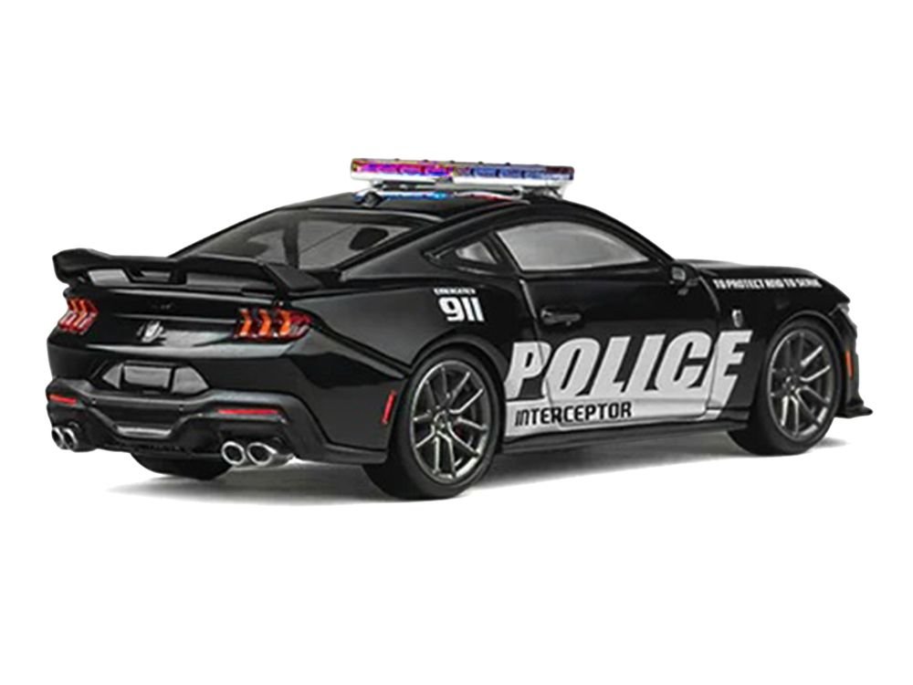 Ford Mustang Dark Horse "Police Interceptor" Black 1/64 Diecast Model Car by CM Models view 3