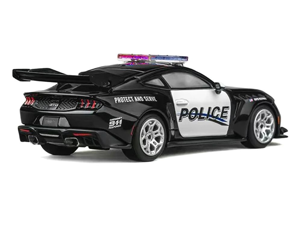 Ford Mustang GTD "Police" Black and White 1/64 Diecast Model Car by CM Models view 2