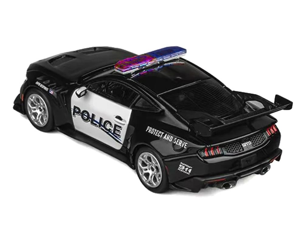 Ford Mustang GTD "Police" Black and White 1/64 Diecast Model Car by CM Models view 3